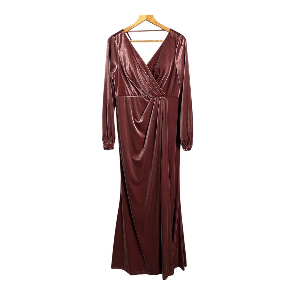 Revelry Pink Velvet Maxi Dress Cocktail Party Holiday Semi Formal 14 V-neck